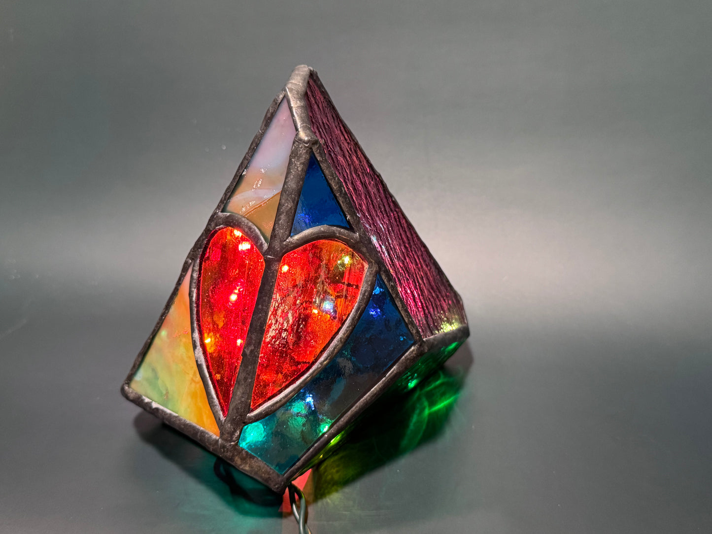 Lighted Gem: Stained Glass Heart Lamp