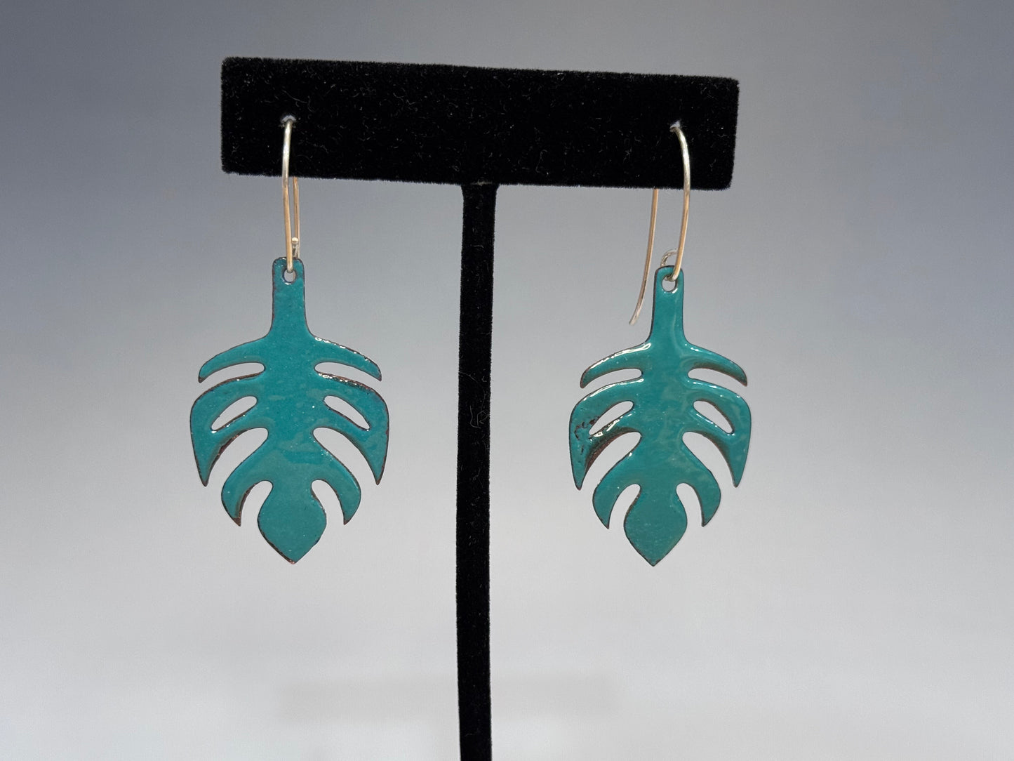 Enameled Monstera Earrings
