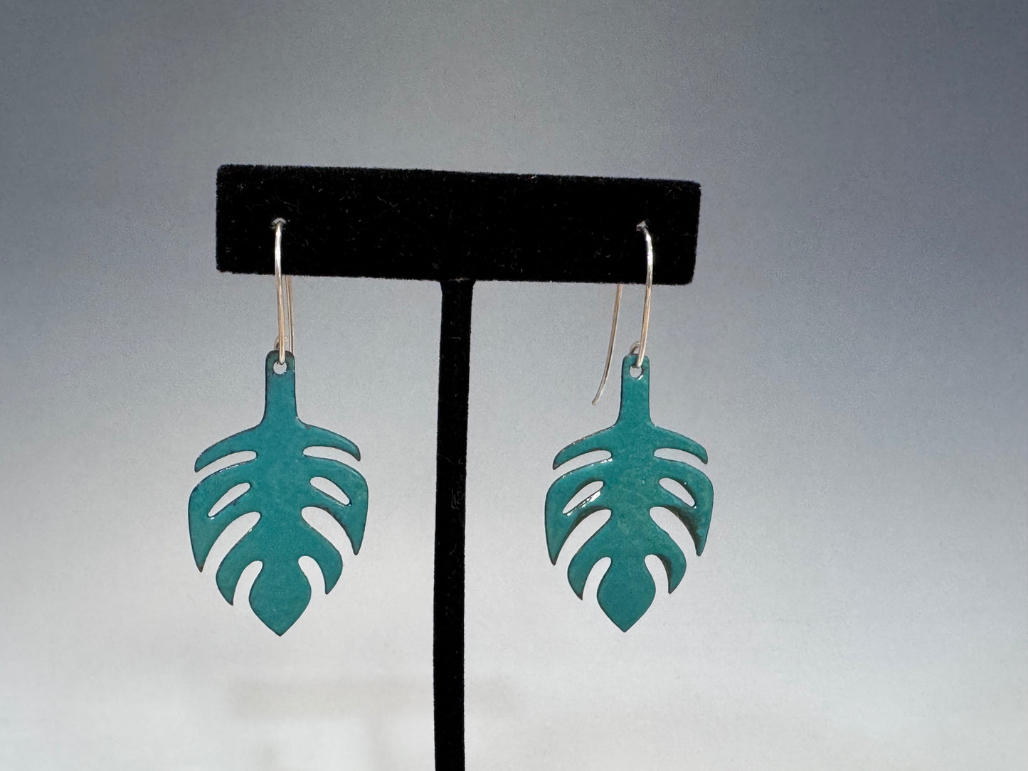 Enameled Monstera Earrings