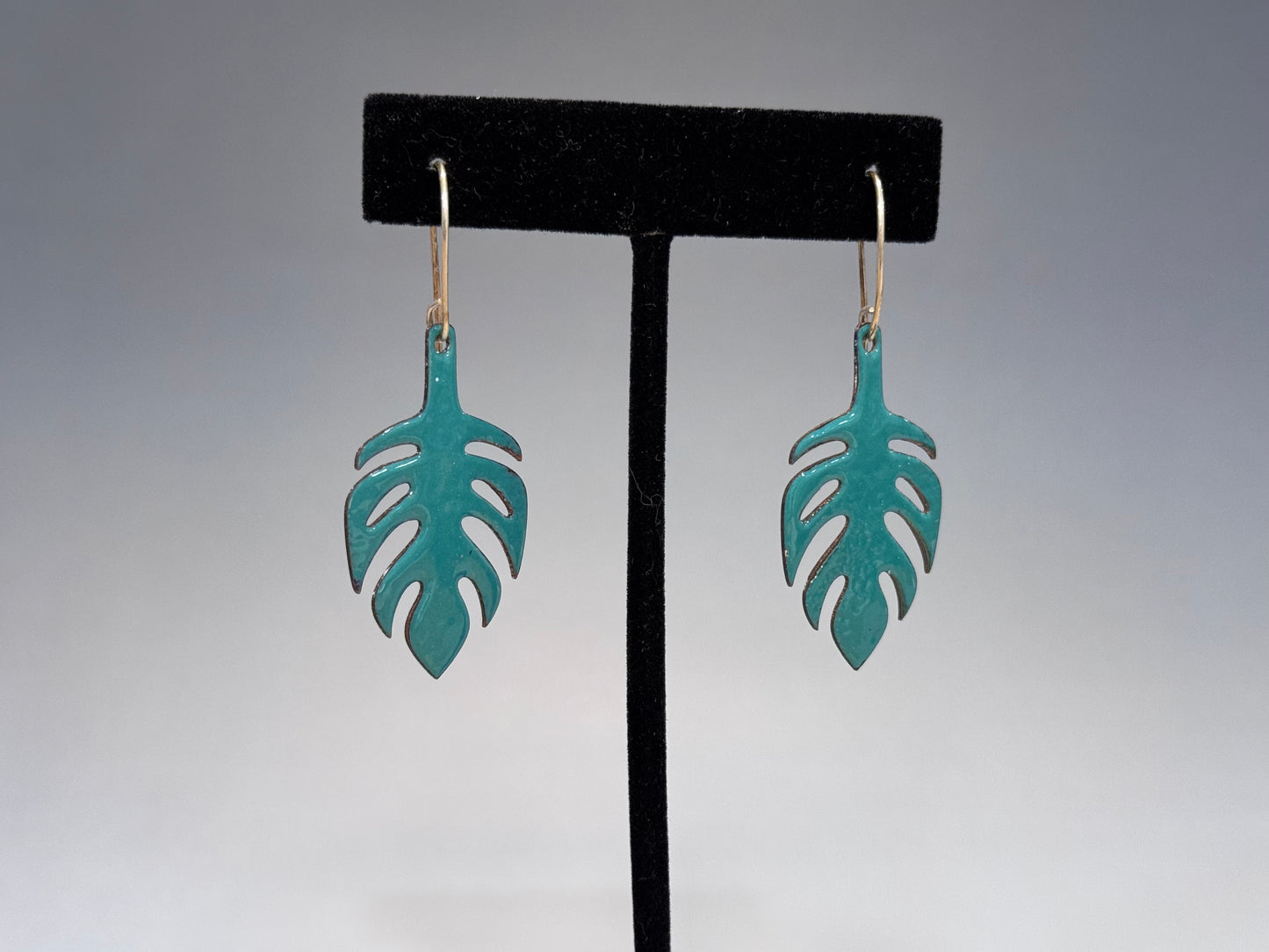 Enameled Monstera Earrings
