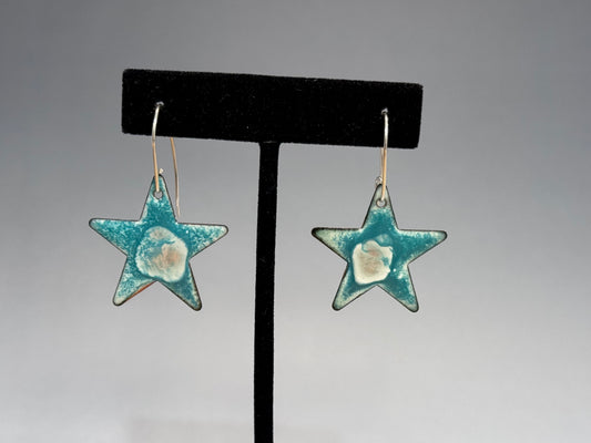 Teal Star Earrings