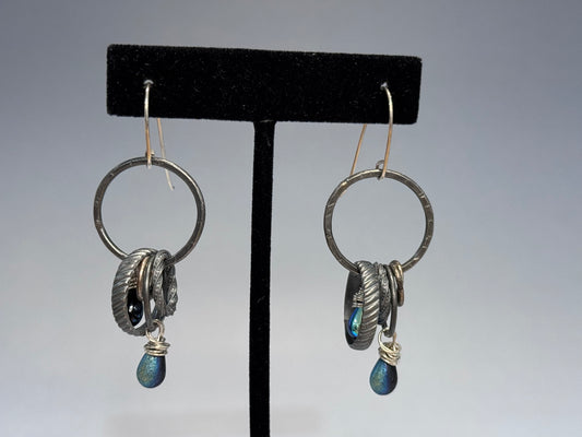 Sterling Earrings with Iridescent Beads
