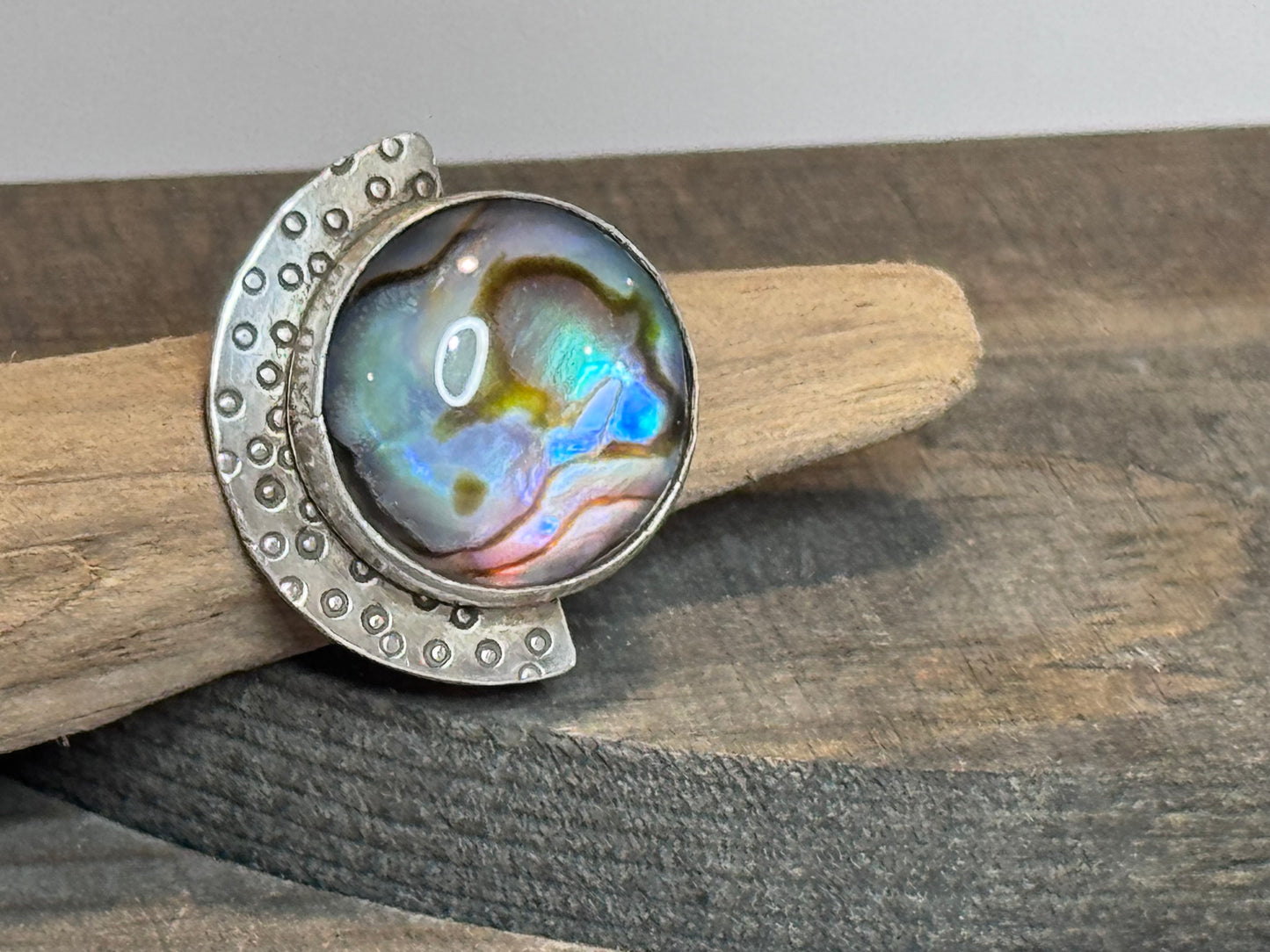 Abalone and Sterling Ring