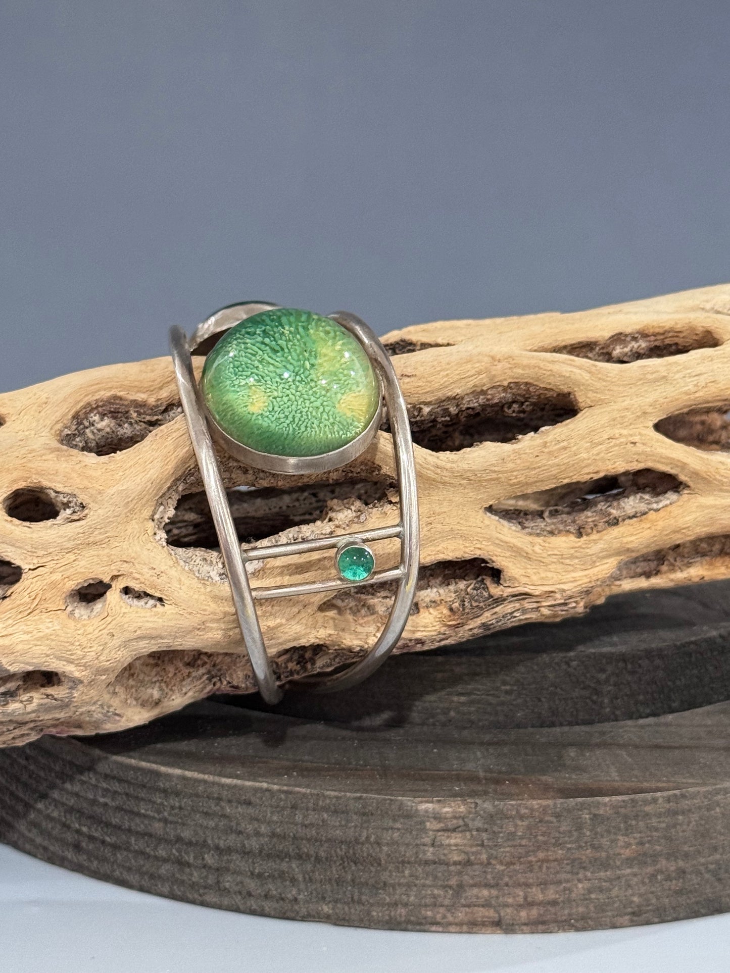 Sterling, Resin, and Glass Bracelet