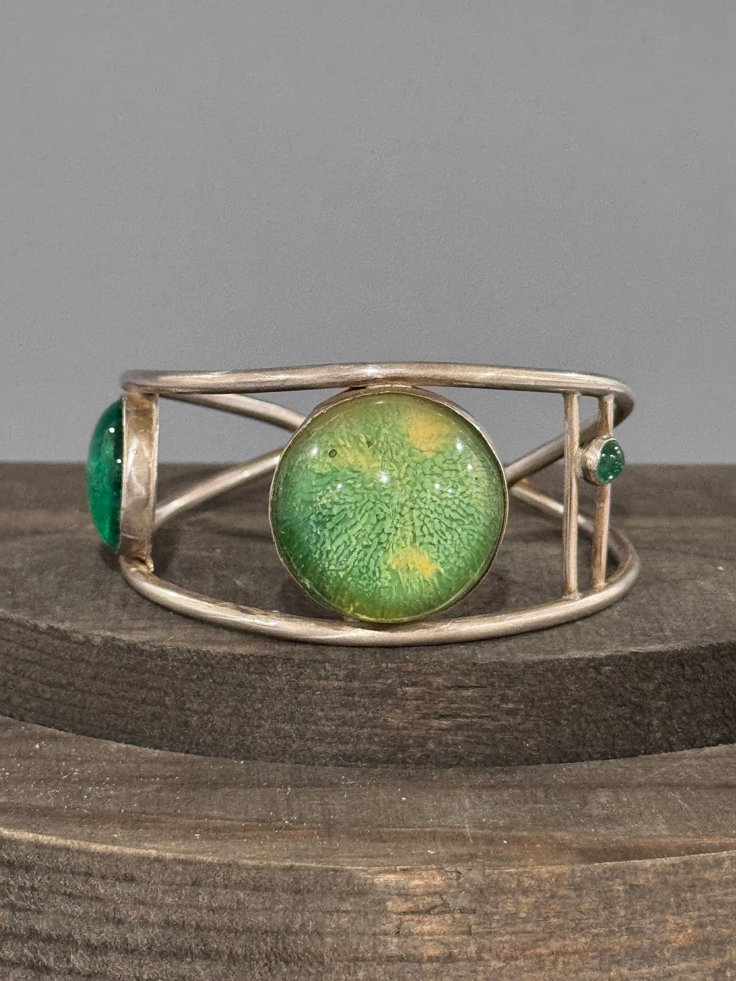 Sterling, Resin, and Glass Bracelet
