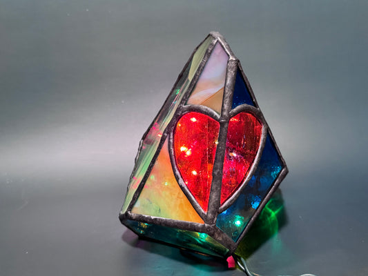 Lighted Gem: Stained Glass Heart Lamp