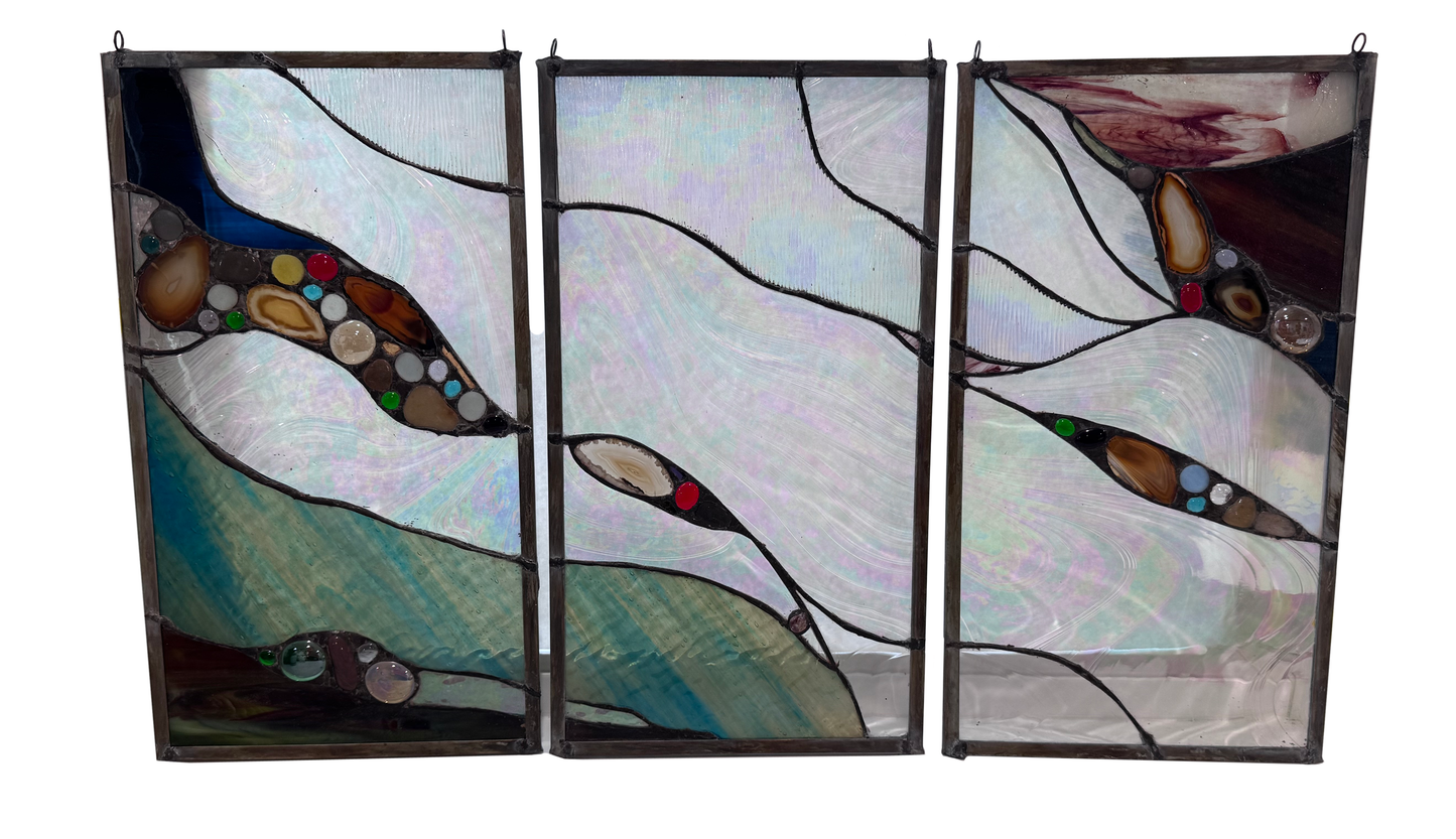 Stained Glass River Triptych