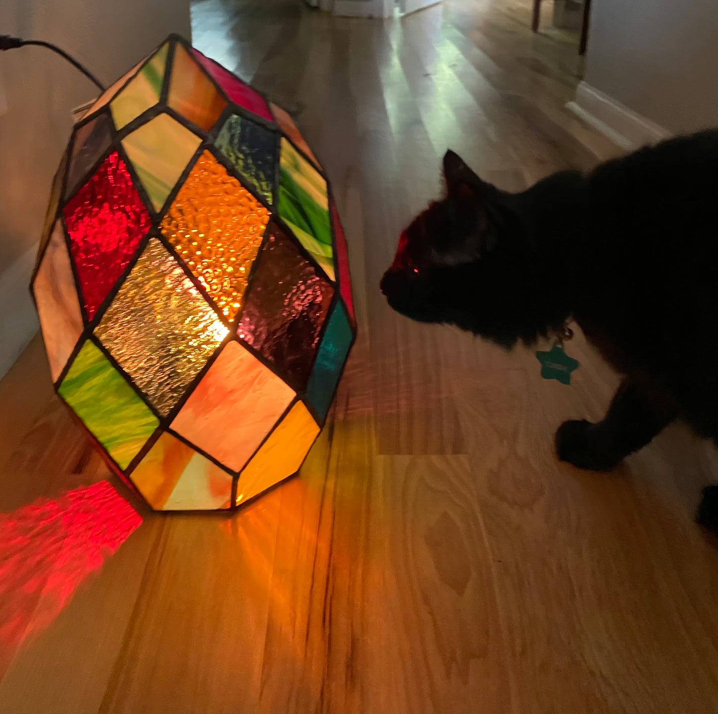 Lighted Gem: XL Stained Glass Dragon Egg Lamp