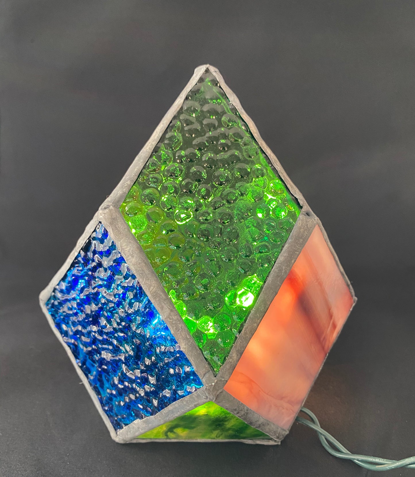 Lighted Gem: Stained Glass Medium Geometric Prism Lamp